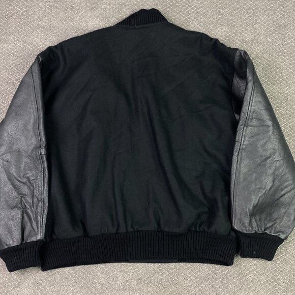 Boston Fire Department Jacket Varsity Letterman Wool Leather BFD Men's 2XL Black - Picture 5 of 11